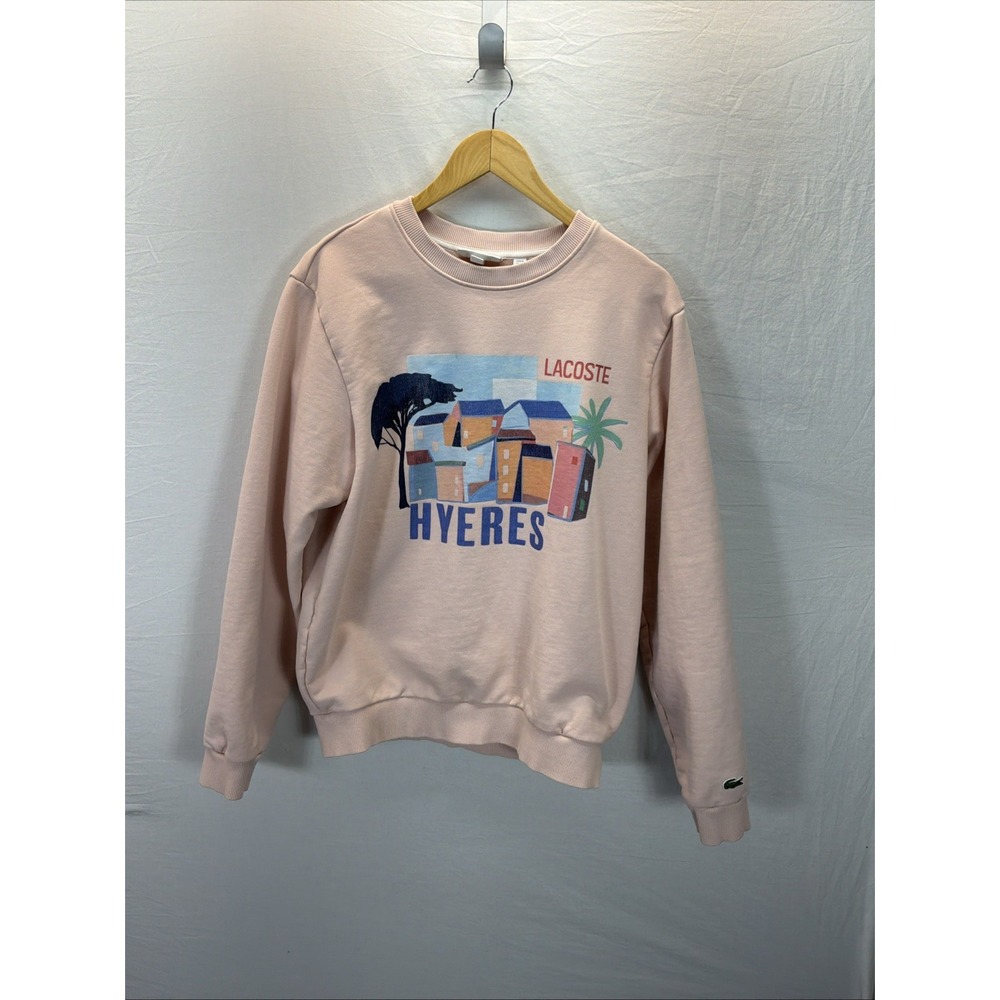 Lacoste crewneck Pink Hyères Graphic Sweatshirt womens MD travel France cotton